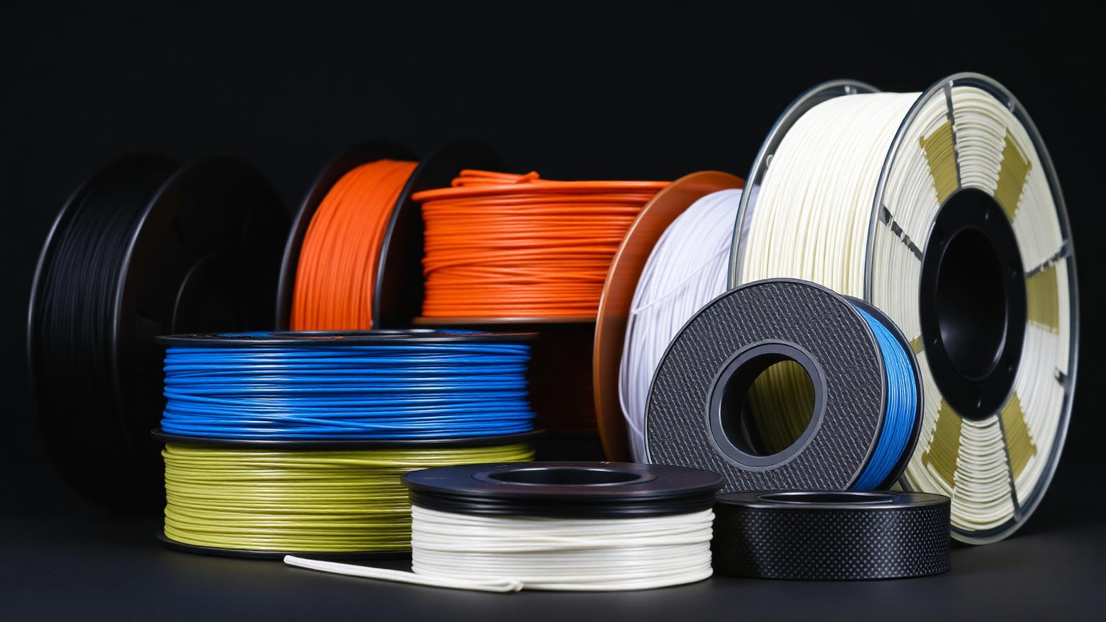 Assortment of 3D printing filaments